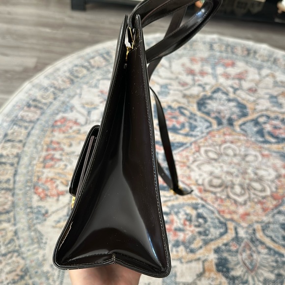 Authentic Salvatore Ferragamo Handbag Gancini Leather Brown Bag Vintage - Picture 9 of 16